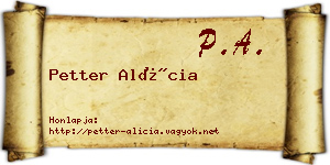 Petter Alícia névjegykártya